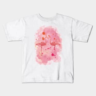 Pink watercolor Flamingo mandala Kids T-Shirt